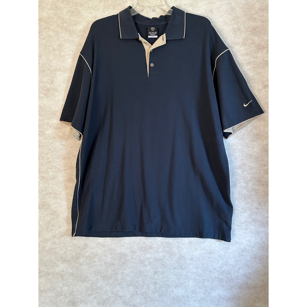 Nike Golf Dri-FIT Polo Shirt Mens‎ XXL Navy Blue Warrior Coal Just Mine It Logo
